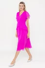 Rochie Caramel elegantă mătase naturală cu volan fucsia  R8539 thumbnail picture - 