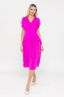 Rochie Caramel elegantă mătase naturală cu volan fucsia  R8539 thumbnail picture - 