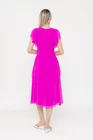 Rochie Caramel elegantă mătase naturală cu volan fucsia  R8539 thumbnail picture - 