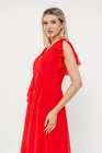 Rochie Caramel elegantă mătase naturală cu volan roșie R8539 thumbnail picture - 