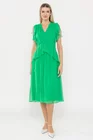 Rochie Caramel elegantă mătase naturală cu volan verde  R8539 thumbnail picture - 