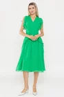 Rochie Caramel elegantă mătase naturală cu volan verde  R8539 thumbnail picture - 