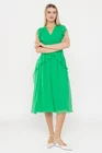 Rochie Caramel elegantă mătase naturală cu volan verde  R8539 thumbnail picture - 