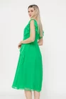 Rochie Caramel elegantă mătase naturală cu volan verde  R8539 thumbnail picture - 