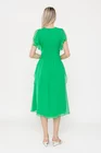 Rochie Caramel elegantă mătase naturală cu volan verde  R8539 thumbnail picture - 