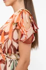 Rochie Caramel elegantă vâscoză imprimată și fir lame portocalie R8545 thumbnail picture - 