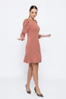 Rochie Caramel evazată cu mâneci bufante cărămizie R8502 thumbnail picture - 