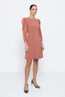 Rochie Caramel evazată cu mâneci bufante cărămizie R8502 thumbnail picture - 