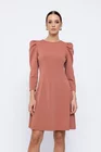 Rochie Caramel evazată cu mâneci bufante cărămizie R8502 thumbnail picture - 