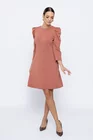 Rochie Caramel evazată cu mâneci bufante cărămizie R8502 thumbnail picture - 