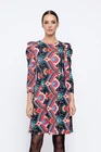 Rochie Caramel evazată cu mâneci bufante multicoloră R8502 thumbnail picture - 