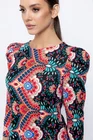 Rochie Caramel evazată cu mâneci bufante multicoloră R8502 thumbnail picture - 