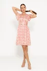 Rochie Caramel imprimeu floral cu talia marcată R8519 thumbnail picture - 