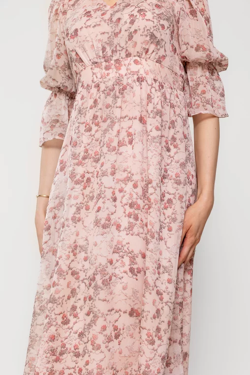 Rochie Caramel imprimeu floricele roz R8512 picture - 4