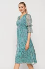 Rochie Caramel imprimeu floricele turcoaz R8512 thumbnail picture - 