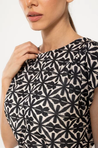 Rochie Caramel lejeră cu cordon alb-negru R8517