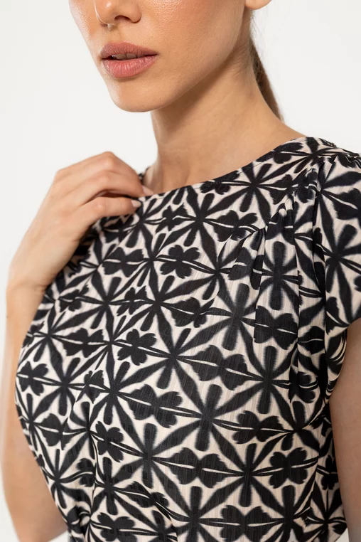 Rochie Caramel lejeră cu cordon alb-negru R8517 picture - 2