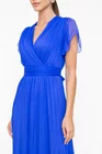 Rochie Caramel mătase naturală cu decolteu suprapus albastră R8546 thumbnail picture - 