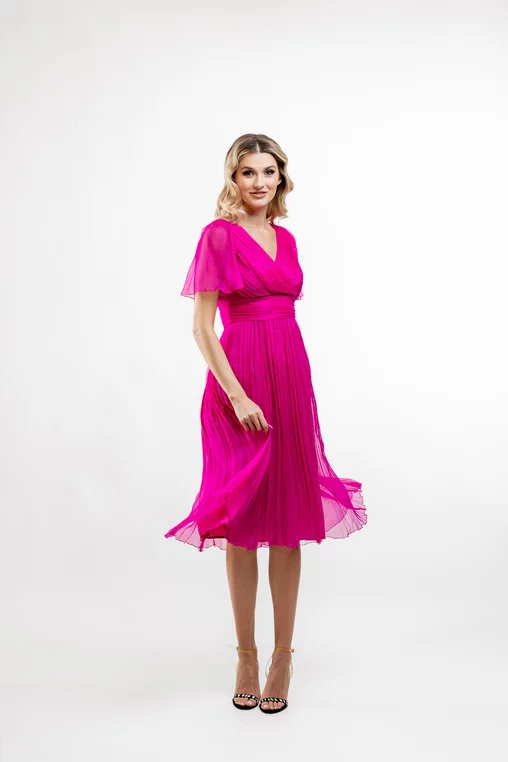 Rochie Caramel mătase naturală fucsia R8430 picture - 4
