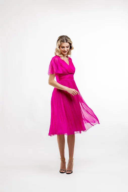 Rochie Caramel mătase naturală fucsia R8430 picture - 8