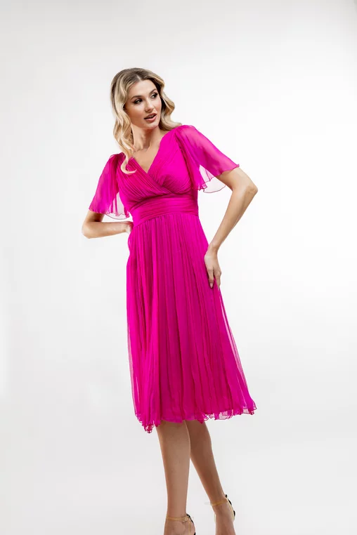 Rochie Caramel mătase naturală fucsia R8430 picture - 7