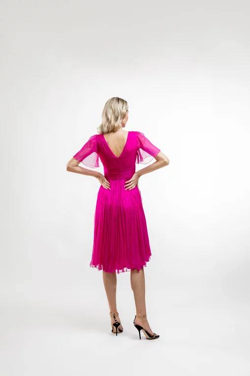 Rochie Caramel mătase naturală fucsia R8430 picture - 3