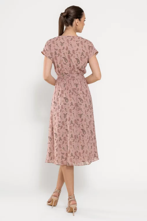 Rochie Caramel midi decolteu petrecut roz R8522 picture - 2