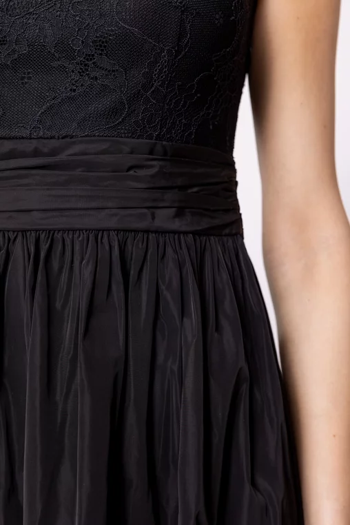 Rochie Caramel midi elegantă cu fusta din tafta neagră R8520 picture - 4
