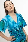 Rochie Caramel midi elegantă cu pliuri decorative albastră R8427 thumbnail picture - 
