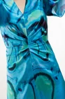 Rochie Caramel midi elegantă cu pliuri decorative albastră R8427 thumbnail picture - 