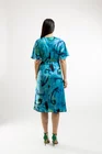 Rochie Caramel midi elegantă cu pliuri decorative albastră R8427 thumbnail picture - 