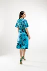 Rochie Caramel midi elegantă cu pliuri decorative albastră R8427 thumbnail picture - 