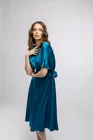 Rochie Caramel midi elegantă din satin cu cordon turcoaz R8421 thumbnail picture - 