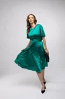 Rochie Caramel midi elegantă din satin cu cordon verde  R8421 thumbnail picture - 