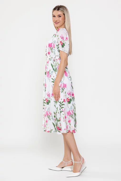 Rochie Caramel midi imprimeu floral ivory R8528 picture - 7