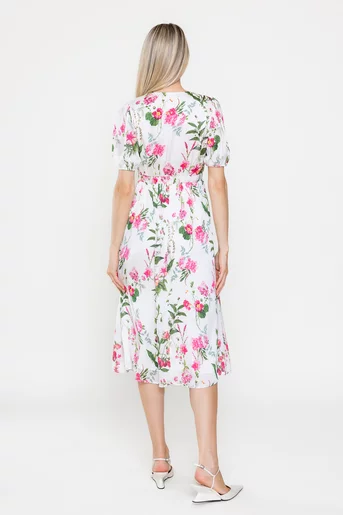Rochie Caramel midi imprimeu floral ivory R8528