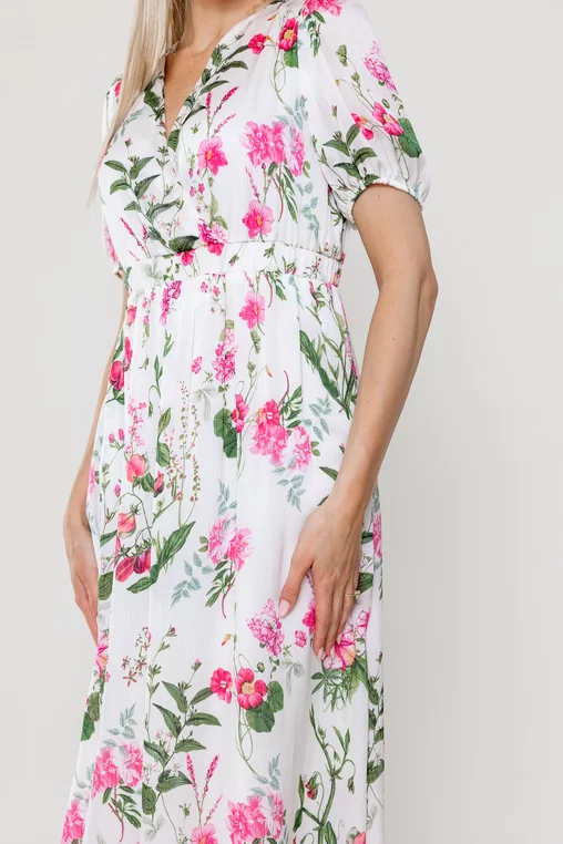 Rochie Caramel midi imprimeu floral ivory R8528 picture - 3