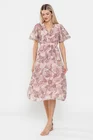 Rochie Caramel midi imprimeu paisley roz R8528 thumbnail picture - 