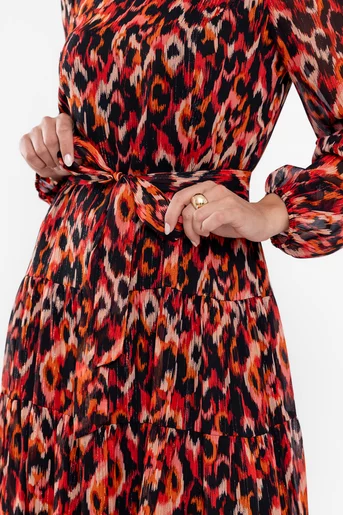 Rochie Caramel midi voal imprimat corai R8564