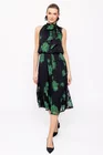 Rochie Caramel midi voal imprimat negru-verde R8506 thumbnail picture - 