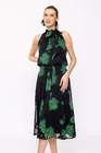 Rochie Caramel midi voal imprimat negru-verde R8506 thumbnail picture - 