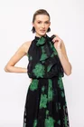 Rochie Caramel midi voal imprimat negru-verde R8506 thumbnail picture - 