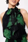 Rochie Caramel midi voal imprimat negru-verde R8506 thumbnail picture - 