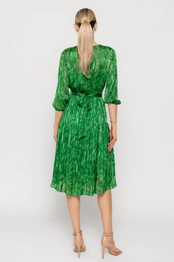 Rochie Caramel midi voal imprimat verde R8504