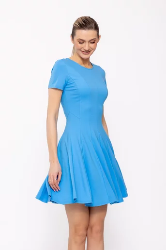 Rochie Caramel mini din jerse albastră R8508
