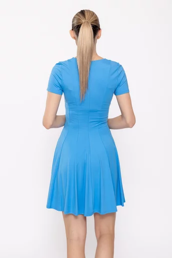 Rochie Caramel mini din jerse albastră R8508