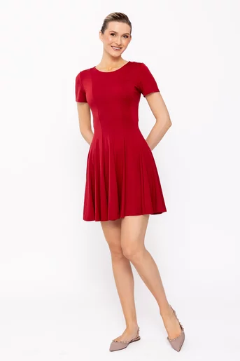 Rochie Caramel mini din jerse vișinie R8508