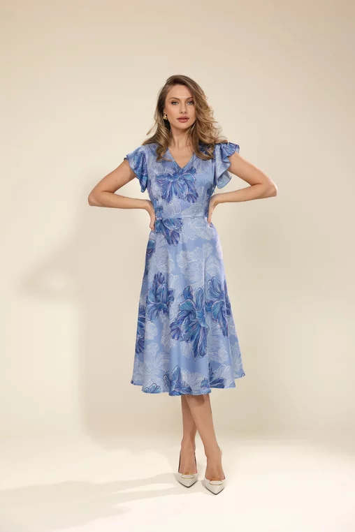 Rochie Caramel semicloș bleu R8531 picture - 1