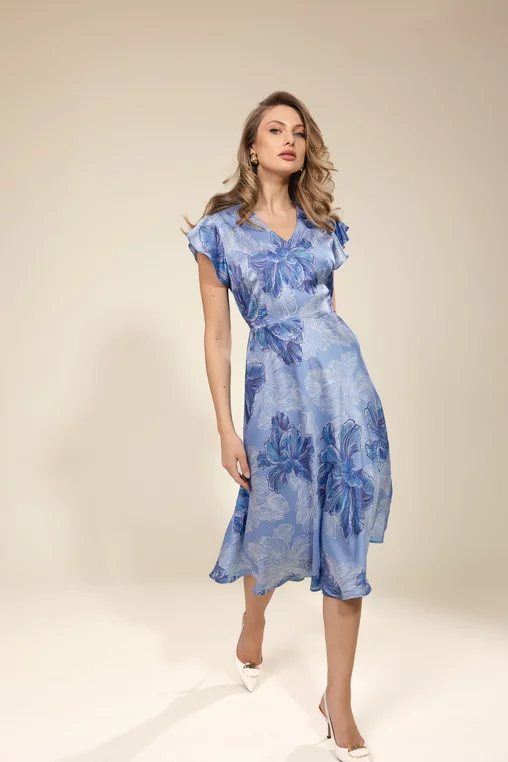 Rochie Caramel semicloș bleu R8531 picture - 3