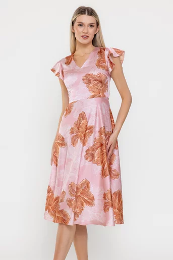 Rochie Caramel semicloș roz R8531